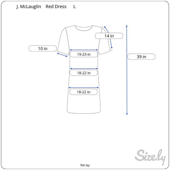 J. McLaughlin Red Ponte Knit Dress Split Neck ¾ Tulip Sleeve Stretch Work Large - Picture 8 of 8